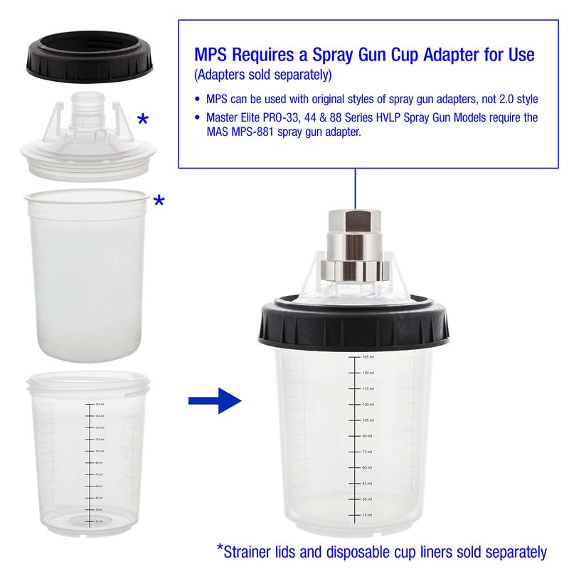 Master Airbrush Master Paint System MPS, 4 Pack Set of Mini Size 6 Ounce (180ml) Hard Cups and Retainer Rings - 4 Hard Cups and 4 Rings for Use with The MPS Disposable Paint Spray Gun Cup Liners and Lid System - Image 3